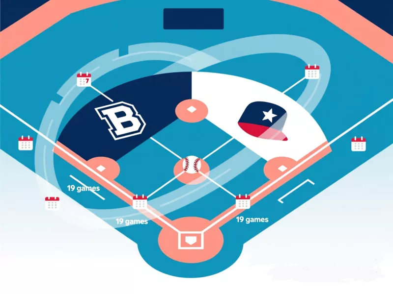 Baseball diamond aerial view showing divisional matchup strategy and game frequency